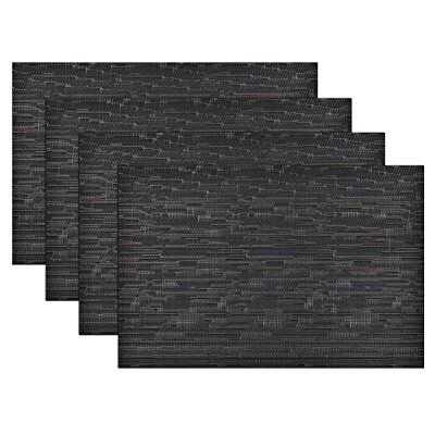 XSS Set of 4 Table Place Mats 45 x 30cm Rectangle Wipe Clean Tableware Black XSS Set of 4 Table Place Mats 45 x 30cm Rectangle Wipe Clean Tableware Black