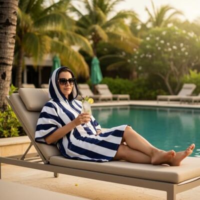 GC GAVENO CAVAILIA Poncho Towel Adult Changing Robe Women Men for Beach, Bath, Swimming Poncho with Hooded Lightweight, Super Absorbent Quick Drying Towel Changing Robe 108x85cm, Navy GC GAVENO CAVAILIA Poncho Towel Adult Changing Robe Women Men for Beach, Bath, Swimming Poncho with Hooded Lightweight, Super Absorbent Quick Drying Towel Changing Robe 108x85cm, Navy