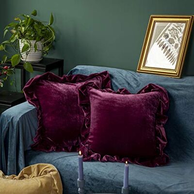 GLORY SEASON Velvet Throw Pillow Cover Soft Decorative Luxurious Solid Square Cushion Case for Sofa Couch Bedroom Farmhouse,Pack of 2, 18 x 18 Inches, Amaranth GLORY SEASON Velvet Throw Pillow Cover Soft Decorative Luxurious Solid Square Cushion Case for Sofa Couch Bedroom Farmhouse,Pack of 2, 18 x 18 Inches, Amaranth