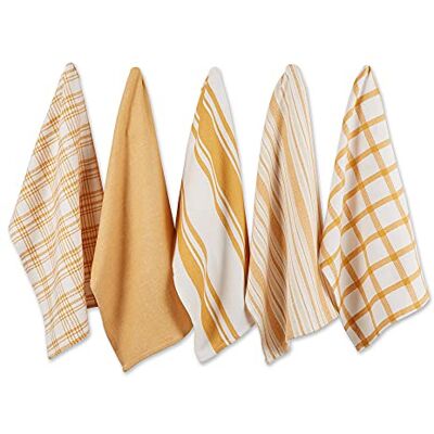 DII Assorted Woven, Kitchen Dishtowel Set, 18x28, Honey Gold, 5 Piece DII Assorted Woven, Kitchen Dishtowel Set, 18x28, Honey Gold, 5 Piece