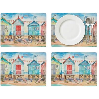 Pimpernel Portmeirion x Beach Huts Large Placemats Set of 4, Cork Backed Table Mats, Heat & Stain Resistant Table Protection, Coastal Seaside Design, 40 x 30 cm Pimpernel Portmeirion x Beach Huts Large Placemats Set of 4, Cork Backed Table Mats, Heat & Stain Resistant Table Protection, Coastal Seaside Design, 40 x 30 cm