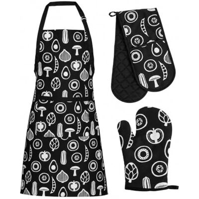 Premier Housewares 3pc Oven Glove and Apron Set with Double Oven Mitt Premier Housewares 3pc Oven Glove and Apron Set with Double Oven Mitt