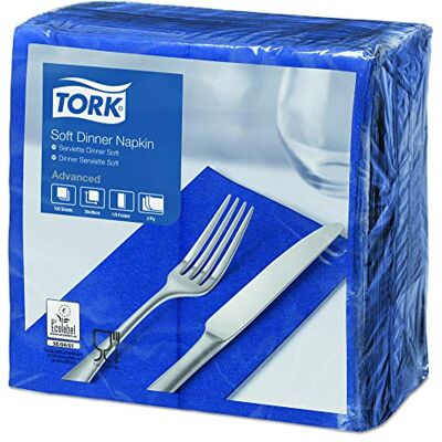 Tork 477619 Soft Dark Blue Dinner Napkin 1/8 Folded / 3 Ply Advanced, Absorbent Unprinted Serviette in Navy Blue / 12 x 100 Sheets (WxL: 9.8cm x 19.5cm) Tork 477619 Soft Dark Blue Dinner Napkin 1/8 Folded / 3 Ply Advanced, Absorbent Unprinted Serviette in Navy Blue / 12 x 100 Sheets (WxL: 9.8cm x 19.5cm)
