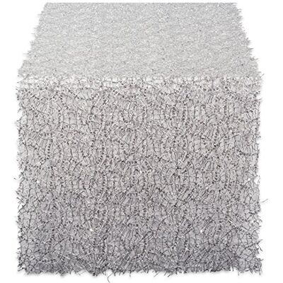 DII Sequin Mesh Table Runner, Polyvinyl Chloride (PVC) Polyester, Silver DII Sequin Mesh Table Runner, Polyvinyl Chloride (PVC) Polyester, Silver