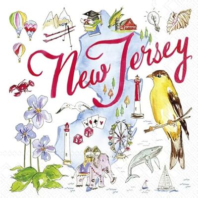 Boston International IHR Rosanne Beck State Collection 3-Ply Paper Napkins, 20-Count Cocktail Size, New Jersey Boston International IHR Rosanne Beck State Collection 3-Ply Paper Napkins, 20-Count Cocktail Size, New Jersey