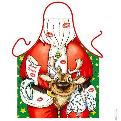 Itali Santa Claus with Reindeer Novelty Apron Itali Santa Claus with Reindeer Novelty Apron