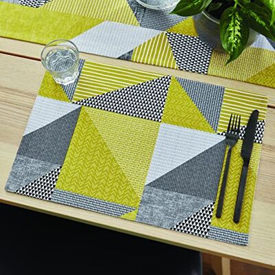 Catherine Lansfield Larsson Geo Two Pack Wipe Clean Placemats Ochre Catherine Lansfield Larsson Geo Two Pack Wipe Clean Placemats Ochre