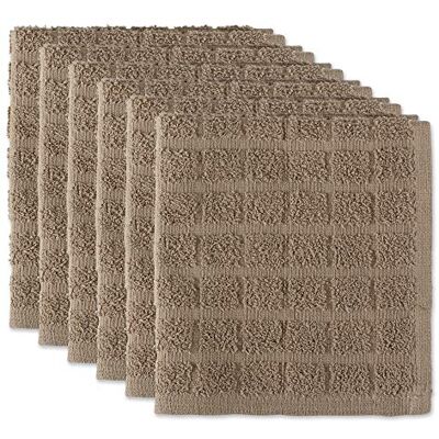 DII Solid Windowpane Dishcloth Set, Cotton, Stone, 12x12 DII Solid Windowpane Dishcloth Set, Cotton, Stone, 12x12