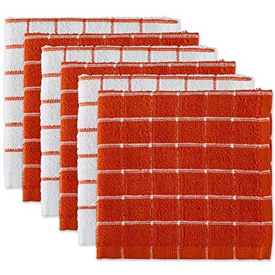 DII 100% Cotton, Machine Washable, Ultra Absorbant, Basic Everyday 12 x 12 Terry Kitchen Dish Cloths, Windowpane Design, Set of 6- Spice DII 100% Cotton, Machine Washable, Ultra Absorbant, Basic Everyday 12 x 12 Terry Kitchen Dish Cloths, Windowpane Design, Set of 6- Spice