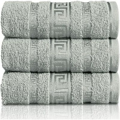 GC GAVENO CAVAILIA Greek Bath Sheet Pack Of 3 100% Egyptian Cotton Towels Bath Sheets Extra Large Soft Highly Absorbent Quick Dry Towel (90x150 cm) 550 GSM Towels For Bathroom Silver GC GAVENO CAVAILIA Greek Bath Sheet Pack Of 3 100% Egyptian Cotton Towels Bath Sheets Extra Large Soft Highly Absorbent Quick Dry Towel (90x150 cm) 550 GSM Towels For Bathroom Silver