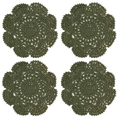 PHANTOMON 8 Inch Doilies Crochet Round Lace Doily Handmade Placemats 100% Cotton Crocheted Coasters, Pack of 4 (Green) PHANTOMON 8 Inch Doilies Crochet Round Lace Doily Handmade Placemats 100% Cotton Crocheted Coasters, Pack of 4 (Green)