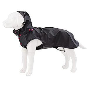 Hugo Boss & HUDSON Waterproof Dog Raincoat Jacket - All Weather Reflective Dog Rain Coat with Hood - Underbelly Strap for Small to Large Dogs - Black - M40
