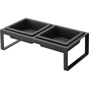 YAMAZAKI 4745 TOWER Pet Food Bowl Stand Set, black, Steel/Ceramic, Minimalist, 29 x 15.5 x 10 cm YAMAZAKI 4745 TOWER Pet Food Bowl Stand Set, black, Steel/Ceramic, Minimalist, 29 x 15.5 x 10 cm