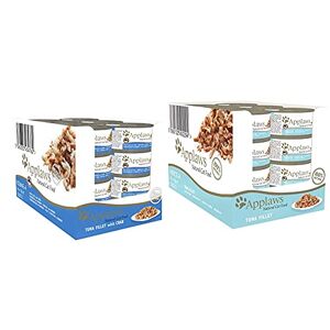 Applaws 100% Natural Wet Cat Food, Tuna with Crab, 70g (Pack of 24) & 100% Natural Wet Cat Food 70g Tuna Fillet 24 x 70g Tins