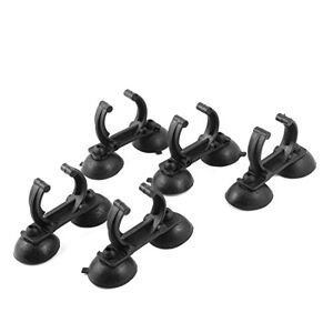 Uxcell Plastic Dual Suction Cup Airline Holders Clips for Aquarium Tank, Black, 5-Piece
