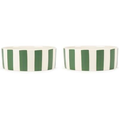 Scruffs Amalfi Striped 2 Piece Dog Bowl Food & Water Bowl Set Green 19cm Scruffs Amalfi Striped 2 Piece Dog Bowl Food & Water Bowl Set Green 19cm