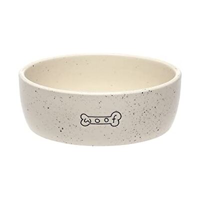 Pearhead Woof Pet Bowl, Dog Water and Food Dish, Pet Owner Dog Accessory, Ceramic, White, Microwave and Dishwasher Safe, Medium, 24 oz Pearhead Woof Pet Bowl, Dog Water and Food Dish, Pet Owner Dog Accessory, Ceramic, White, Microwave and Dishwasher Safe, Medium, 24 oz