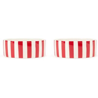Scruffs Amalfi Striped 2 Piece Dog Bowl Food & Water Bowl Set Red 13cm Scruffs Amalfi Striped 2 Piece Dog Bowl Food & Water Bowl Set Red 13cm