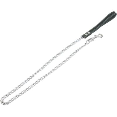 JACK AND VANILLA , Chain Lead for Dogs, Greasy Leather, Size 20 mm x 110 cm Grey JACK AND VANILLA , Chain Lead for Dogs, Greasy Leather, Size 20 mm x 110 cm Grey