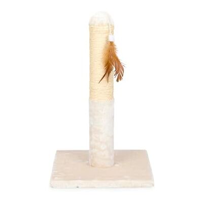 Petface Cat Scratch Post with Feather for Cats or Kittens, Cream, 48.5H x 30W x 30D cm Petface Cat Scratch Post with Feather for Cats or Kittens, Cream, 48.5H x 30W x 30D cm