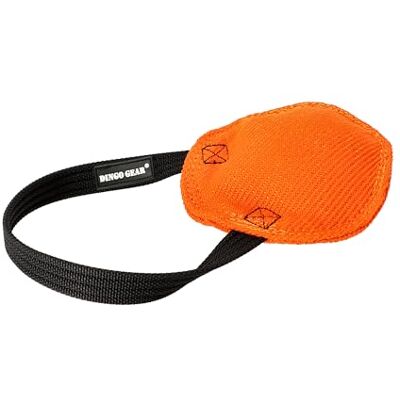 DINGO GEAR WWW.DINGOGEAR.COM 1977 DINGO GEAR Berta Tug Toy for Bite Training, IGP, Fetch, Obedience, Dog Sports, Hand Sewn Strong Stitching French Material Bite Tug 1 Handle, Disc Shape Orange S00092 DINGO GEAR WWW.DINGOGEAR.COM 1977 DINGO GEAR Berta Tug Toy for Bite Training, IGP, Fetch, Obedience, Dog Sports, Hand Sewn Strong Stitching French Material Bite Tug 1 Handle, Disc Shape Orange S00092