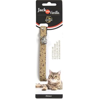 JACK AND VANILLA , Elegant Gold Cat Collar, Adjustable and Secure, Designed for the Comfort and Safety of Your Pet, Size 14 mm x 30 cm, Gold Colour, Monaco Model JACK AND VANILLA , Elegant Gold Cat Collar, Adjustable and Secure, Designed for the Comfort and Safety of Your Pet, Size 14 mm x 30 cm, Gold Colour, Monaco Model