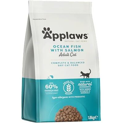 Applaws Complete and Grain Free Dry Cat Food, Adult Ocean Fish with Salmon, 1.8kg (Pack of 1) Applaws Complete and Grain Free Dry Cat Food, Adult Ocean Fish with Salmon, 1.8kg (Pack of 1)
