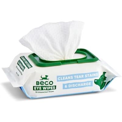 Beco Dog Eye Wipes 1 Pack of 70, For Eye Discharge & Tear Stains, Gentle Cucumber & Chamomile Plant-Based Pet Grooming Wipes, Fragrance Free Beco Dog Eye Wipes 1 Pack of 70, For Eye Discharge & Tear Stains, Gentle Cucumber & Chamomile Plant-Based Pet Grooming Wipes, Fragrance Free
