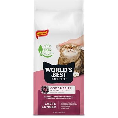 World's Best Cat Litter Good Habits Cat Attract Litter Natural Plant-Based Attractant Flushable Corn Litter Unscented Odor Control Low Tracking & Lightweight 32lb Bag 2+ Months Supply* World's Best Cat Litter Good Habits Cat Attract Litter Natural Plant-Based Attractant Flushable Corn Litter Unscented Odor Control Low Tracking & Lightweight 32lb Bag 2+ Months Supply*