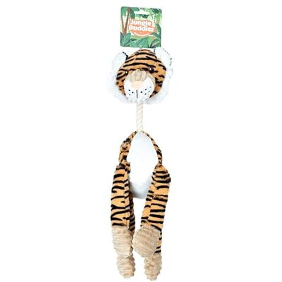 Animal Instincts Jungle Buddies Plush Tiger Large Comforting Dog Toy with Squeaker and Rope for Playtime (Pack of 1) Animal Instincts Jungle Buddies Plush Tiger Large Comforting Dog Toy with Squeaker and Rope for Playtime (Pack of 1)