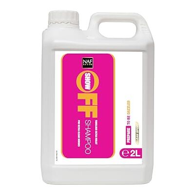 NAF Show Off Shampoo 2L – Deep-Cleaning, Shine-Enhancing Horse Shampoo – Brightens All Coat Colours – pH Balanced & Gentle for Frequent Use – Ideal for Show Preparation NAF Show Off Shampoo 2L – Deep-Cleaning, Shine-Enhancing Horse Shampoo – Brightens All Coat Colours – pH Balanced & Gentle for Frequent Use – Ideal for Show Preparation