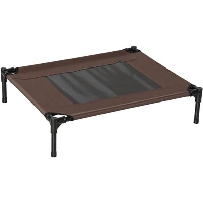 PawHut Elevated Bed for Dogs, Cats, Pets, Oxford Textilene Fabric, Micro-Perforated, 76 x 61 x 18 cm, Brown, Black PawHut Elevated Bed for Dogs, Cats, Pets, Oxford Textilene Fabric, Micro-Perforated, 76 x 61 x 18 cm, Brown, Black