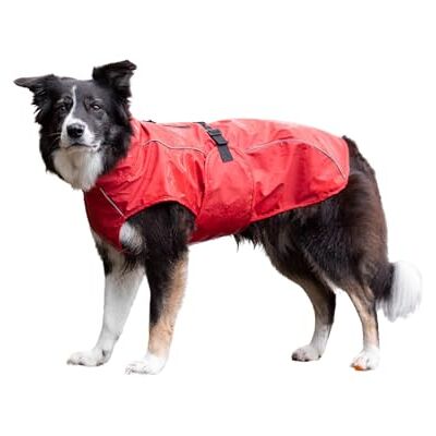 TRIXIE Vimy raincoat for dogs, red, L – belly circumference: 78–89 cm – dog raincoat with reflective elements for greater visibility in the dark – comfortable and adjustable – 680227 TRIXIE Vimy raincoat for dogs, red, L – belly circumference: 78–89 cm – dog raincoat with reflective elements for greater visibility in the dark – comfortable and adjustable – 680227