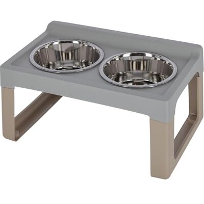 Kerbl Pet Feeding Bar Lifter, Feeding Bowl, Water Bowl, Stainless Steel, Grey/Taupe, 2 x 1000 ml, for Dogs and Cats, Raised Feeding Area, Secure Stand, Easy to Clean Kerbl Pet Feeding Bar Lifter, Feeding Bowl, Water Bowl, Stainless Steel, Grey/Taupe, 2 x 1000 ml, for Dogs and Cats, Raised Feeding Area, Secure Stand, Easy to Clean