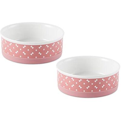 Bone Dry Ceramic Pet Collection, Medium Bowl Set, Rose 2 Count Bone Dry Ceramic Pet Collection, Medium Bowl Set, Rose 2 Count