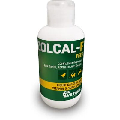 Vetark Zolcal-F Feed Liquid Calcium & Vitamin D3 Supplement for Birds, Reptiles & Rabbits Water-Soluble 120ml Vetark Zolcal-F Feed Liquid Calcium & Vitamin D3 Supplement for Birds, Reptiles & Rabbits Water-Soluble 120ml