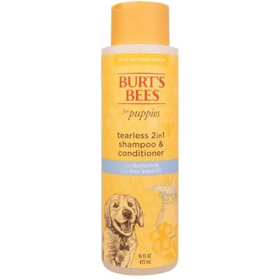 Burts Bees Tearless 2 in 1 Shampoo and Conditioner for Puppies with Buttermilk & Linseed Oil, 473ml, white Burts Bees Tearless 2 in 1 Shampoo and Conditioner for Puppies with Buttermilk & Linseed Oil, 473ml, white