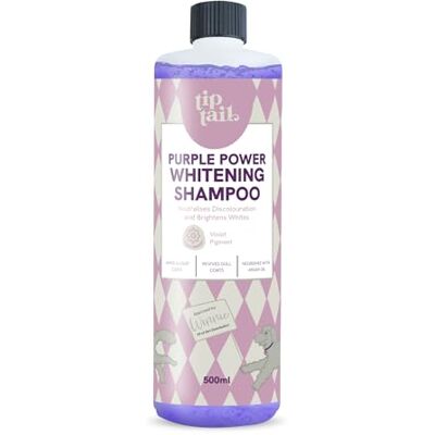 Tip Tail Purple Power Whitening Shampoo for Dogs Neutralises Discolouration and Brightens White and Light Coats, Nourishes with Argon Oil, Vegan Formula, Berry Scented (500ml) Tip Tail Purple Power Whitening Shampoo for Dogs Neutralises Discolouration and Brightens White and Light Coats, Nourishes with Argon Oil, Vegan Formula, Berry Scented (500ml)
