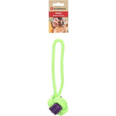 Flamingo TOY GROPA TUG ROPE + RUBBER BALL GREEN/PURPLE S 25x6,7x6,3CM Flamingo TOY GROPA TUG ROPE + RUBBER BALL GREEN/PURPLE S 25x6,7x6,3CM