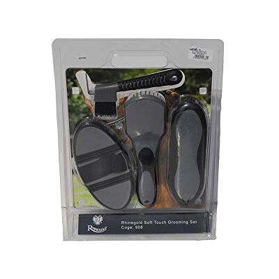 Rhinegold SOFT TOUCH HORSE GROOMING BRUSH SET, Grey/Black – Flexible Body Brush, Mane & Tail Brush, Dandy Brush & Hoof Pick – Comfortable Grip for Horse Care & Coat Shine Rhinegold SOFT TOUCH HORSE GROOMING BRUSH SET, Grey/Black – Flexible Body Brush, Mane & Tail Brush, Dandy Brush & Hoof Pick – Comfortable Grip for Horse Care & Coat Shine