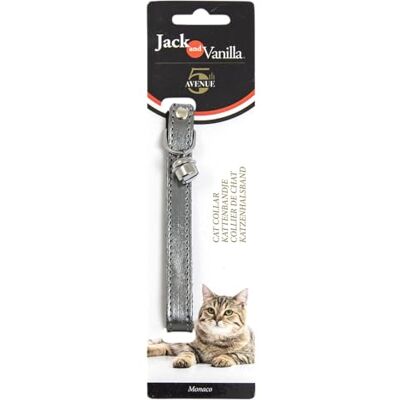 JACK AND VANILLA , Monaco Silver Hypoallergenic Cat Collar, Elegant and Secure Design, Adjustable 30 cm, Ideal for Your Pet's Comfort, 14 mm, Silver, Monaco Model JACK AND VANILLA , Monaco Silver Hypoallergenic Cat Collar, Elegant and Secure Design, Adjustable 30 cm, Ideal for Your Pet's Comfort, 14 mm, Silver, Monaco Model