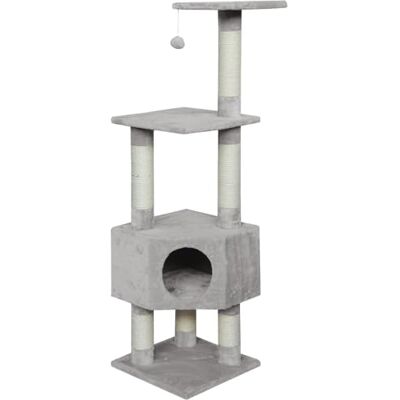 JACK AND VANILLA , Stylish Scratching Post for Cats, Modern Cream and Grey Design, Multifunctional for Scratching and Resting, Dimensions 40 x 40 x 130 cm, Colour: Cream-Grey, Scratching Post Design JACK AND VANILLA , Stylish Scratching Post for Cats, Modern Cream and Grey Design, Multifunctional for Scratching and Resting, Dimensions 40 x 40 x 130 cm, Colour: Cream-Grey, Scratching Post Design