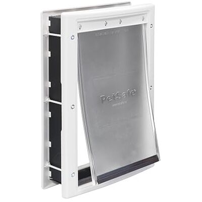 PetSafe Plastic Dog and Cat Door, Medium,For Pets Up To 40 lb,Paintable,Easy DIY Installation, Security Cover Included, Install in Interior and Exterior Doors or Walls, Durable, Adjustable Flap,White PetSafe Plastic Dog and Cat Door, Medium,For Pets Up To 40 lb,Paintable,Easy DIY Installation, Security Cover Included, Install in Interior and Exterior Doors or Walls, Durable, Adjustable Flap,White
