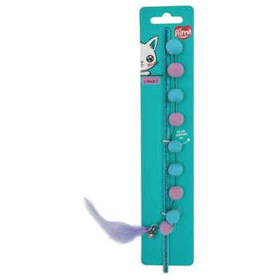 Aimé Kawaii Cat Fishing Rod Toy with Pom-poms Apartment Cat Game Colorful, Crunchy and Fun Stimulates Movement and Noise with Glitter Handle Attractive Spring Effect Aimé Kawaii Cat Fishing Rod Toy with Pom-poms Apartment Cat Game Colorful, Crunchy and Fun Stimulates Movement and Noise with Glitter Handle Attractive Spring Effect