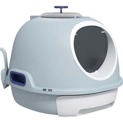 PawHut Portable Cat Litter Tray with Sliding Swing Door Skylight + Scoop Included Dimensions 47 x 55 x 44 cm Blue PawHut Portable Cat Litter Tray with Sliding Swing Door Skylight + Scoop Included Dimensions 47 x 55 x 44 cm Blue