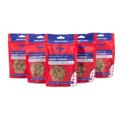 Petface Dog Deli Fruity Dog Treats, Blueberry & Raspberry, 120g (Pack of 5) Petface Dog Deli Fruity Dog Treats, Blueberry & Raspberry, 120g (Pack of 5)