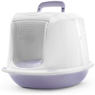 Record Arena+ Closed Cat Litter Tray with Handle and Filter, Lilac 57 x 39.5 x 38 cm, Plastic Toilet Modern Design, Easy to Clean, Made in Italy Record Arena+ Closed Cat Litter Tray with Handle and Filter, Lilac 57 x 39.5 x 38 cm, Plastic Toilet Modern Design, Easy to Clean, Made in Italy