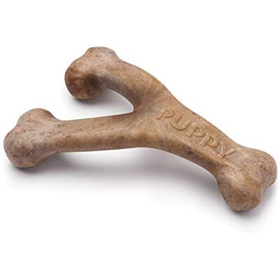 Benebone Puppy Wishbone Dog Chew Toy for Aggressive Chewers, Long Lasting Tough Teething Boredom Breaker for Puppies, Real Bacon Flavour, For Medium Dogs, Made in the USA Benebone Puppy Wishbone Dog Chew Toy for Aggressive Chewers, Long Lasting Tough Teething Boredom Breaker for Puppies, Real Bacon Flavour, For Medium Dogs, Made in the USA