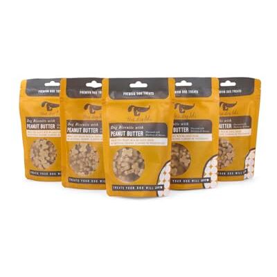 Petface Dog Deli Wheat Free Dog Treats with Peanut Butter, 100g (Pack of 5) 5 Resealable Pouches, Hand Baked in the UK, No Added Sugar, Suitable for All Breeds Petface Dog Deli Wheat Free Dog Treats with Peanut Butter, 100g (Pack of 5) 5 Resealable Pouches, Hand Baked in the UK, No Added Sugar, Suitable for All Breeds
