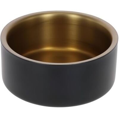 Kerbl Pet Gold Stainless Steel Bowl for Dogs and Cats, Stainless Steel, Temperature Regulating, Non-Slip, Dishwasher Safe, Black/Gold, 7.4 cm Kerbl Pet Gold Stainless Steel Bowl for Dogs and Cats, Stainless Steel, Temperature Regulating, Non-Slip, Dishwasher Safe, Black/Gold, 7.4 cm